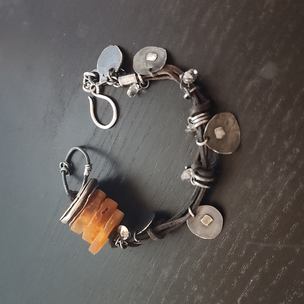 Leather cord charm bracelet